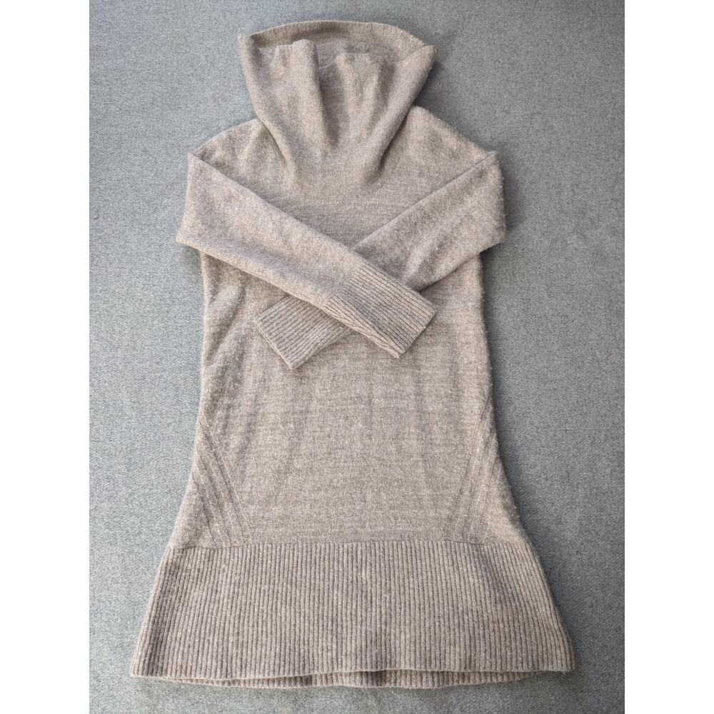 Anthropologie Cowl Neck Long Sleeve Sweater Dress Alpaca Cashmere Size Small Tan